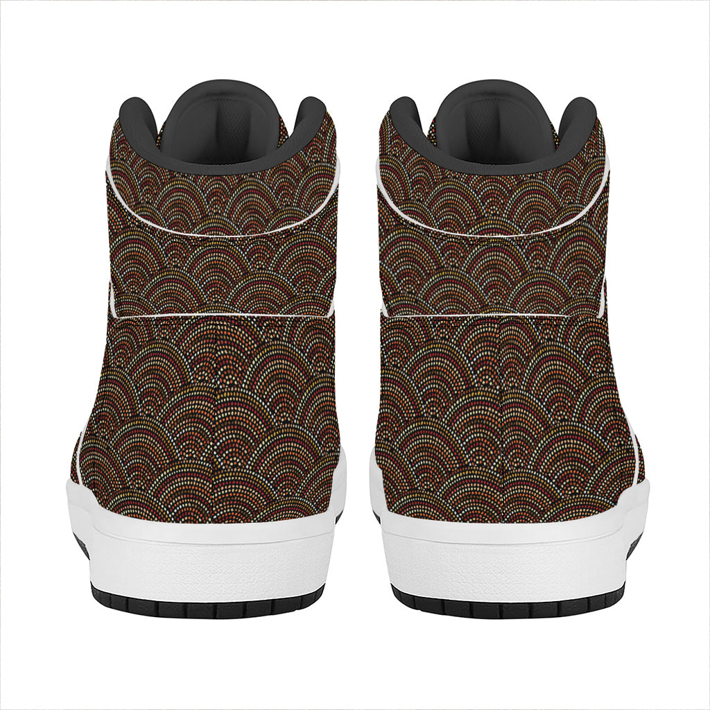 African Afro Dot Pattern Print High Top Leather Sneakers