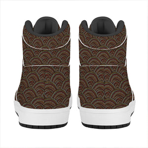 African Afro Dot Pattern Print High Top Leather Sneakers