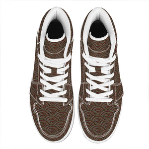 African Afro Dot Pattern Print High Top Leather Sneakers