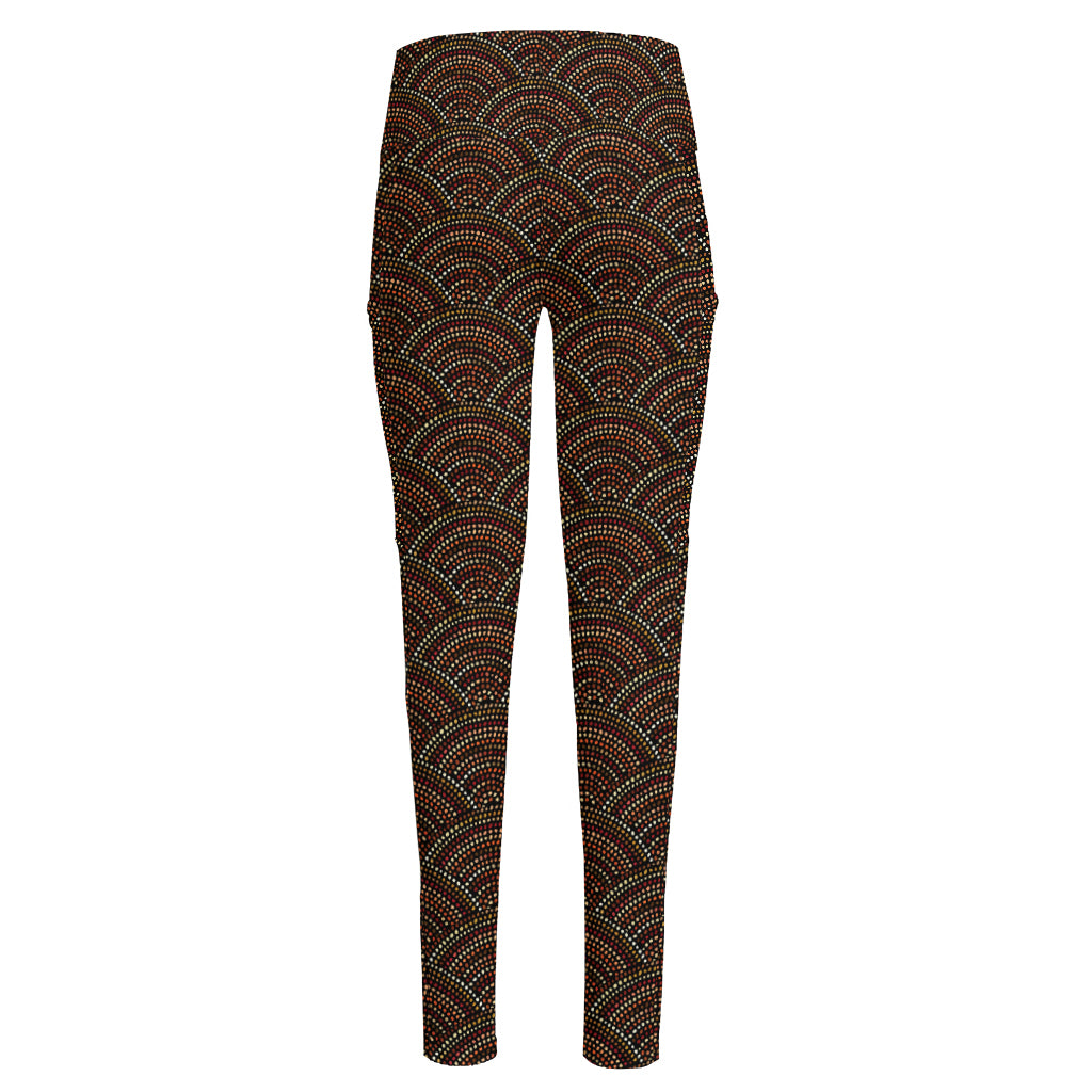 African Afro Dot Pattern Print High-Waisted Pocket Leggings