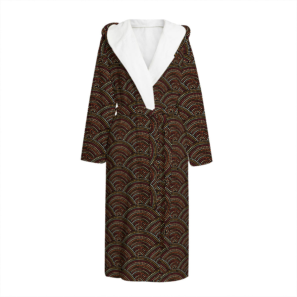 African Afro Dot Pattern Print Hooded Bathrobe