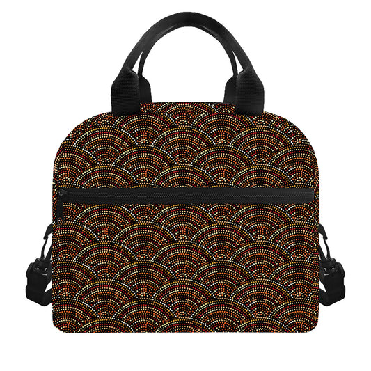 African Afro Dot Pattern Print Insulated Lunch Bag
