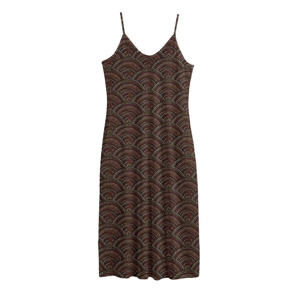 African Afro Dot Pattern Print Jersey Midi Cami Dress