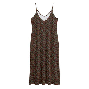 African Afro Dot Pattern Print Jersey Midi Cami Dress