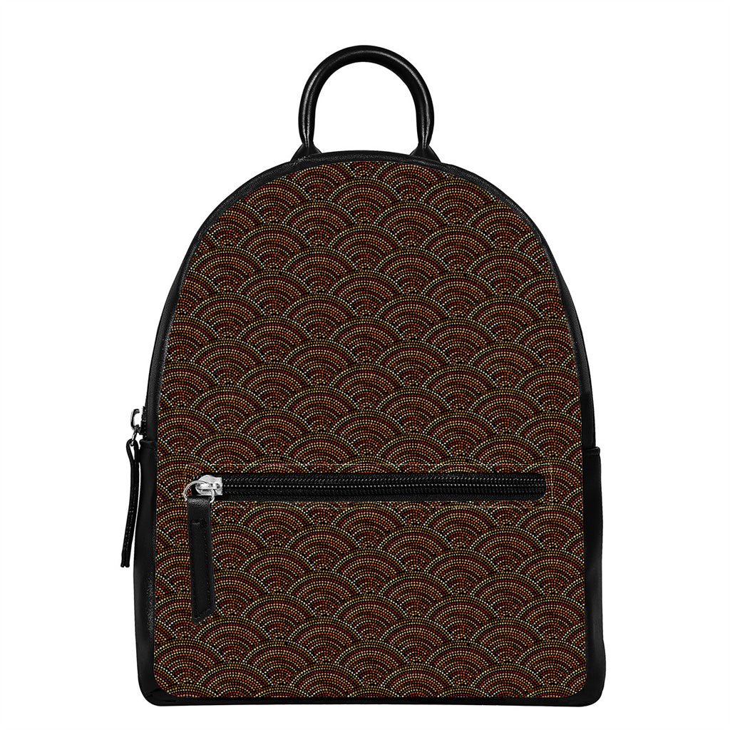 African Afro Dot Pattern Print Leather Backpack