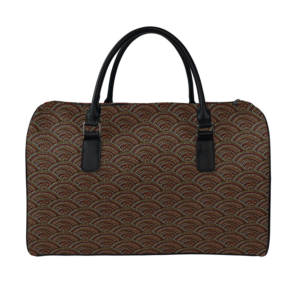 African Afro Dot Pattern Print Leather Duffle Bag