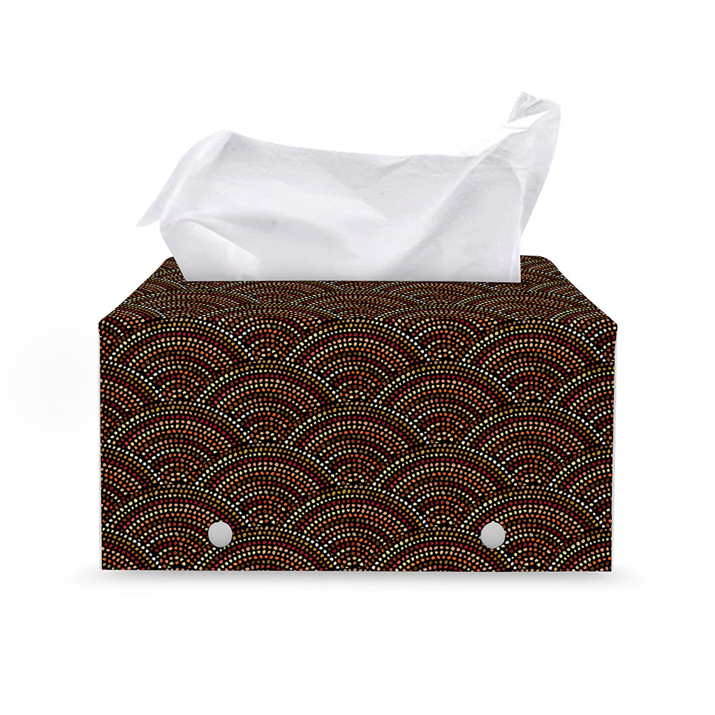 African Afro Dot Pattern Print Leather Tissue Box Cover