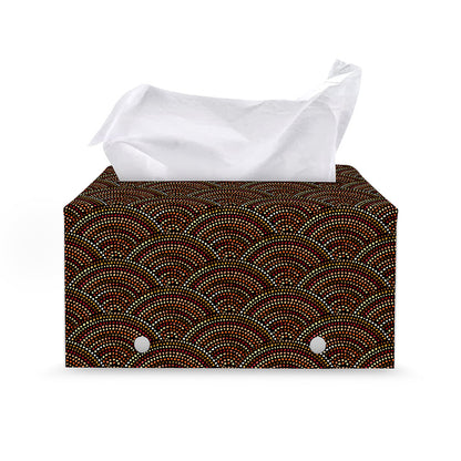 African Afro Dot Pattern Print Leather Tissue Box Cover