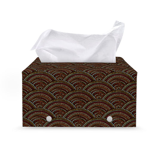 African Afro Dot Pattern Print Leather Tissue Box Cover