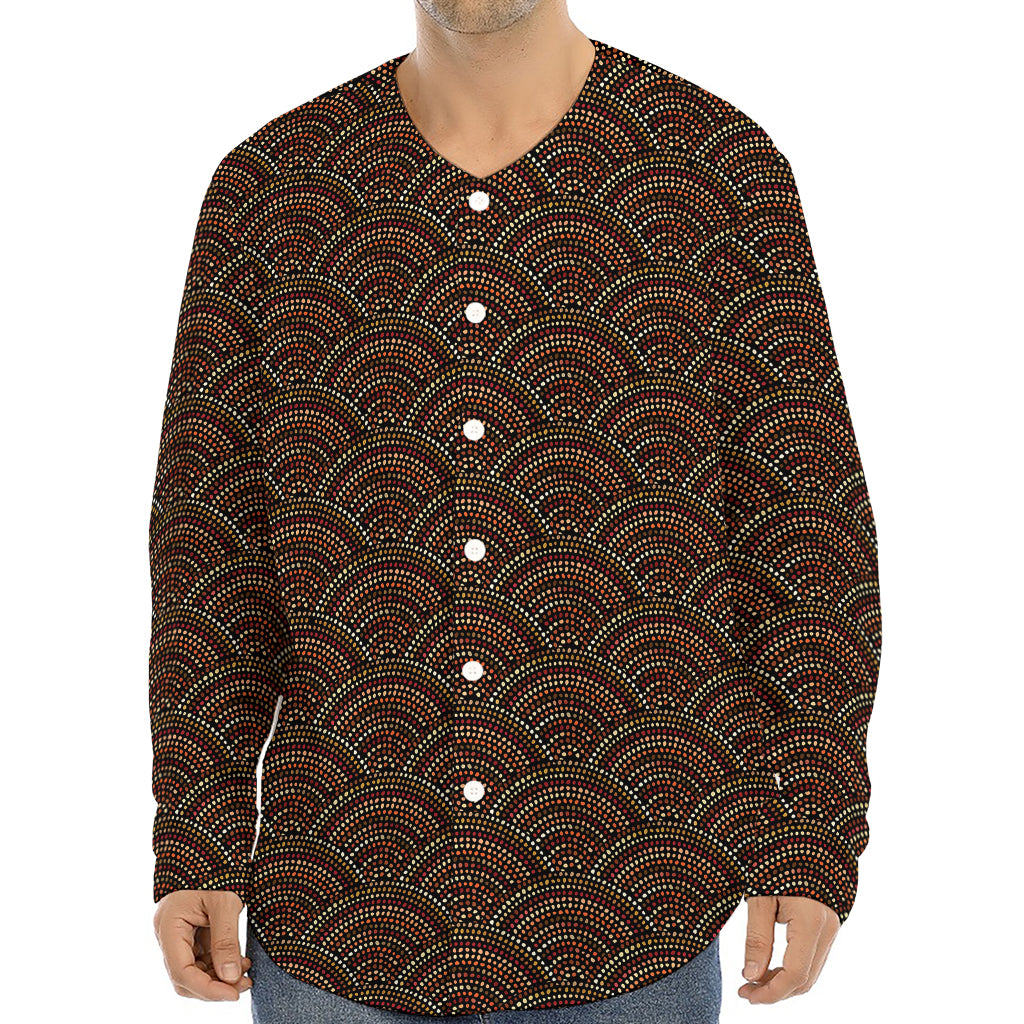 African Afro Dot Pattern Print Long Sleeve Baseball Jersey