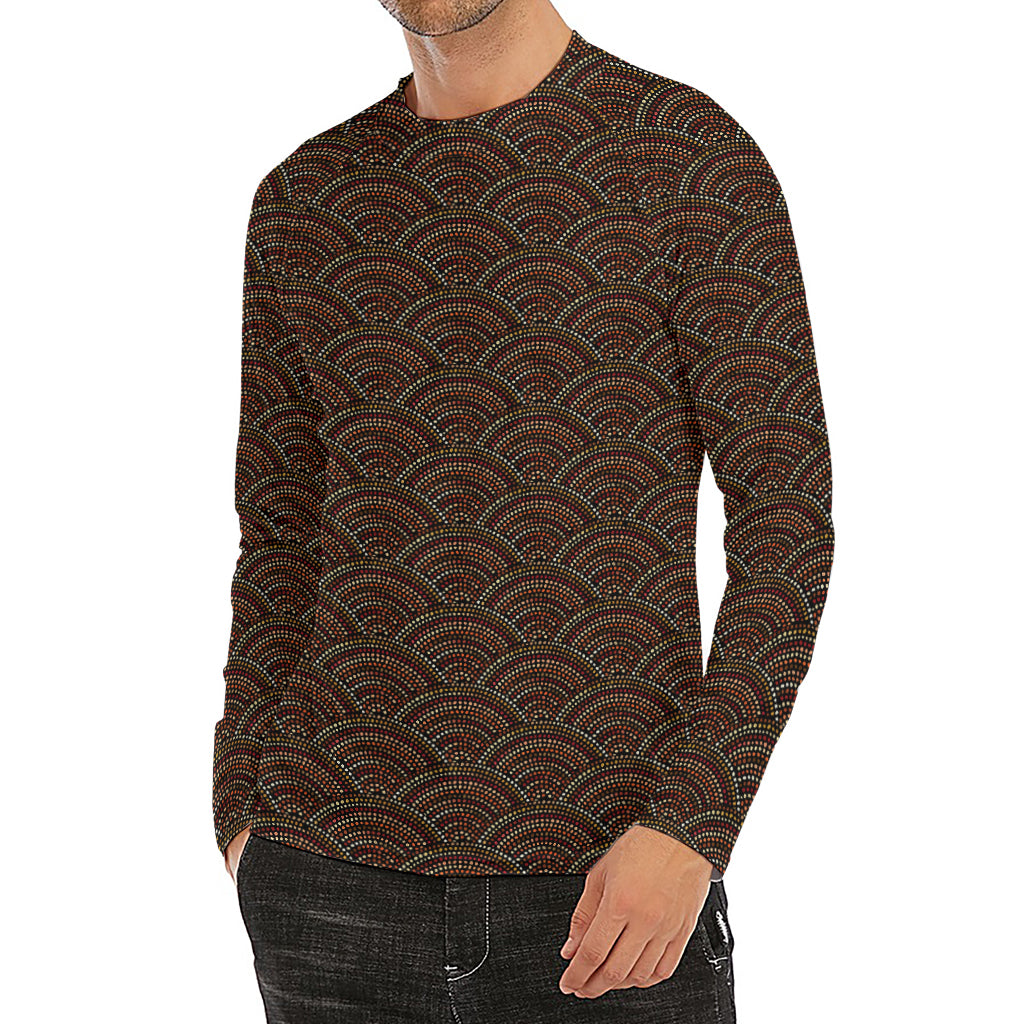 African Afro Dot Pattern Print Men's Long Sleeve Rash Guard