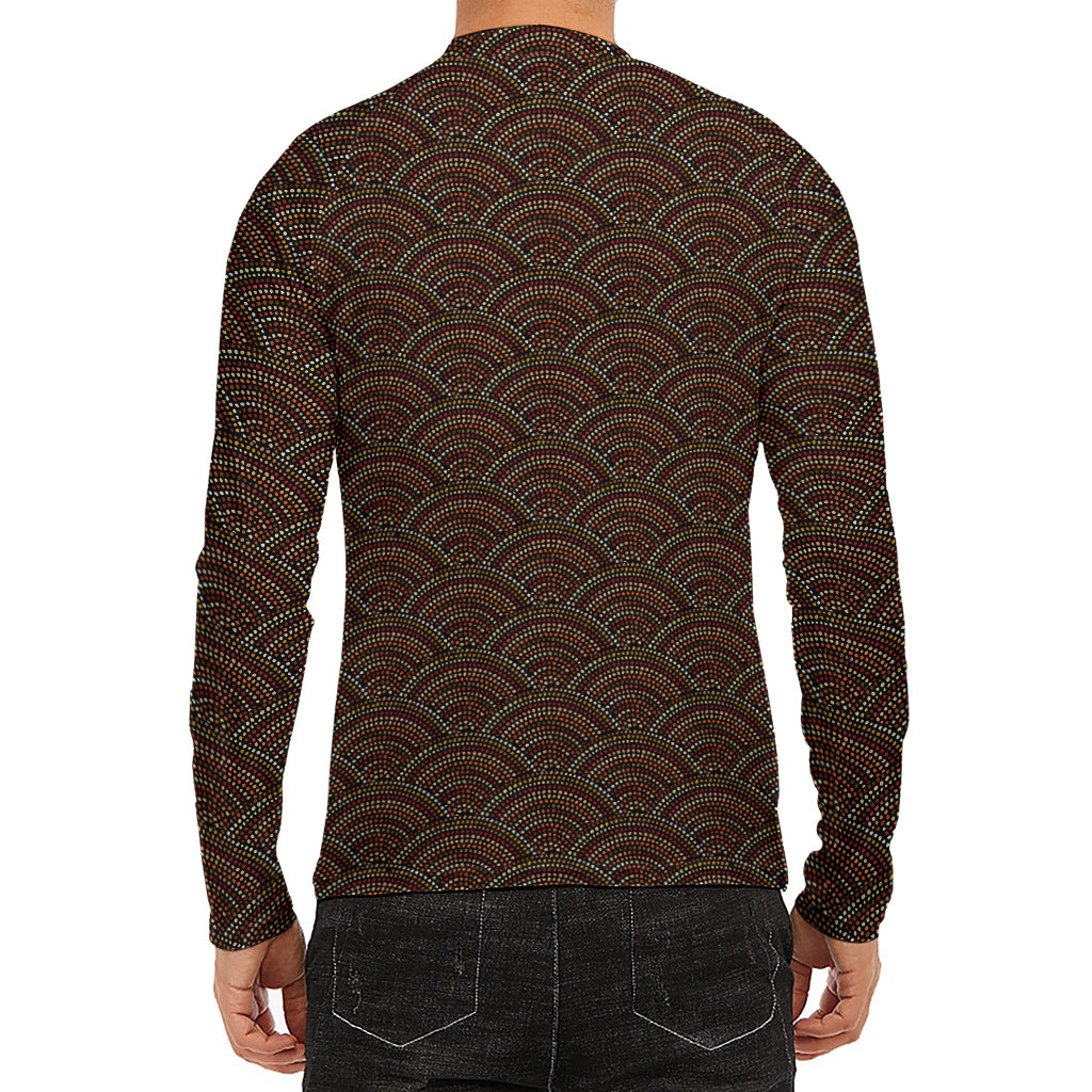 African Afro Dot Pattern Print Men's Long Sleeve Rash Guard