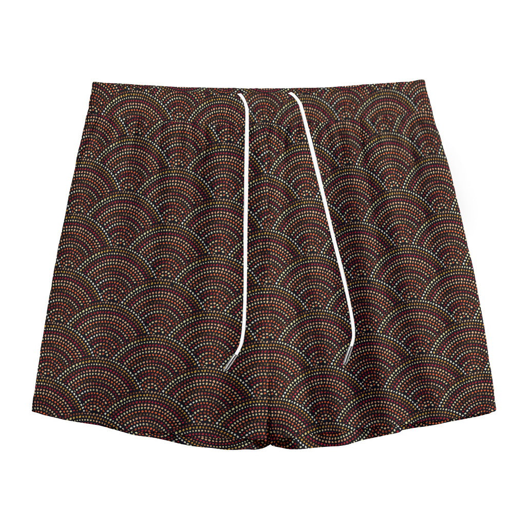 African Afro Dot Pattern Print Mesh Shorts