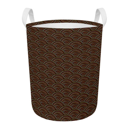 African Afro Dot Pattern Print Round Laundry Basket