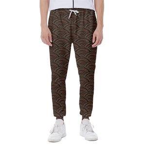 African Afro Dot Pattern Print Scuba Joggers