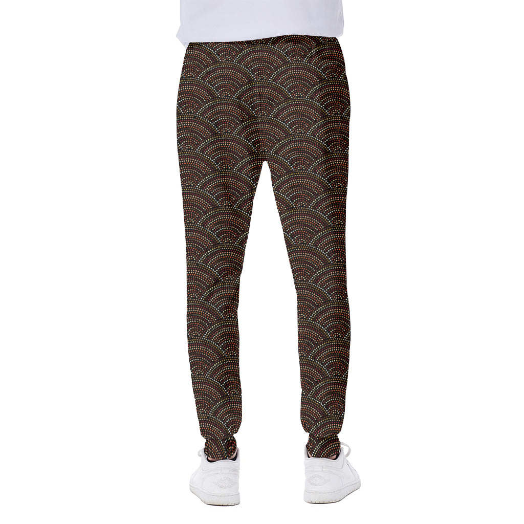 African Afro Dot Pattern Print Scuba Joggers