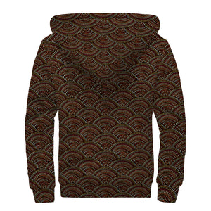 African Afro Dot Pattern Print Sherpa Lined Zip Up Hoodie
