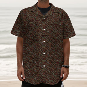 African Afro Dot Pattern Print Textured Short Sleeve Shirt