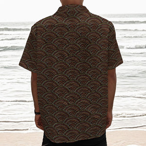 African Afro Dot Pattern Print Textured Short Sleeve Shirt