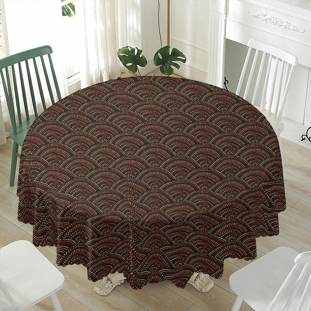 African Afro Dot Pattern Print Waterproof Round Tablecloth