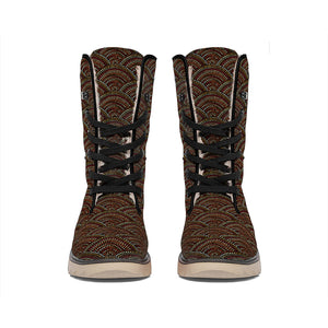 African Afro Dot Pattern Print Winter Boots