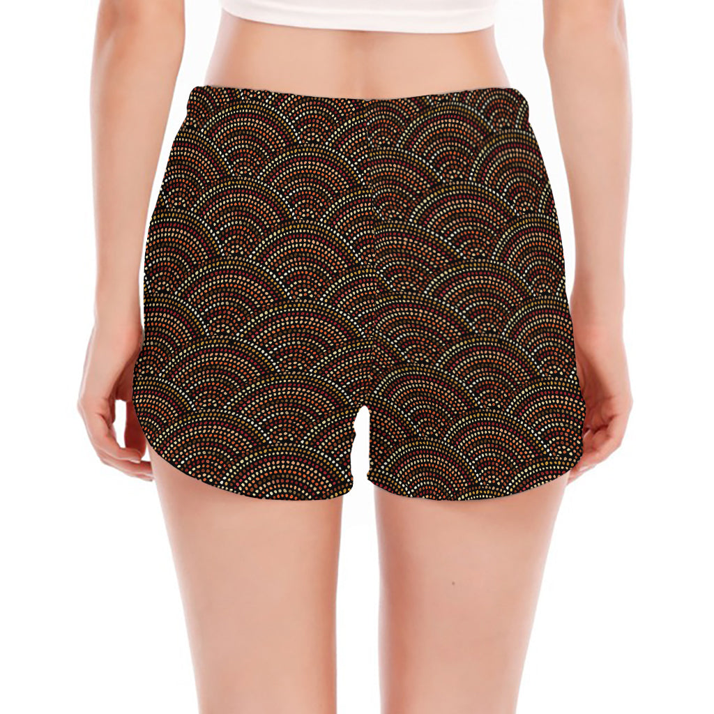 African Afro Dot Pattern Print Women's Split Running Shorts