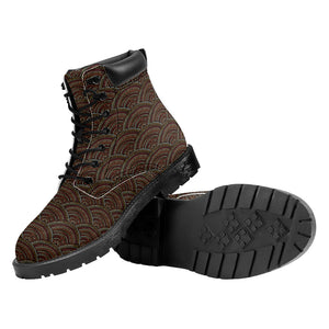 African Afro Dot Pattern Print Work Boots