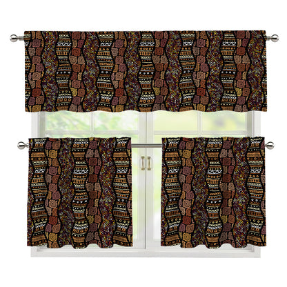 African Afro Inspired Pattern Print 3 Piece Kitchen Curtains