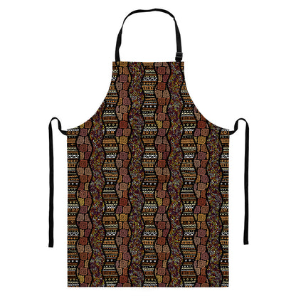 African Afro Inspired Pattern Print Bib Apron With Pocket