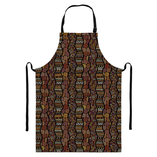 African Afro Inspired Pattern Print Bib Apron With Pocket