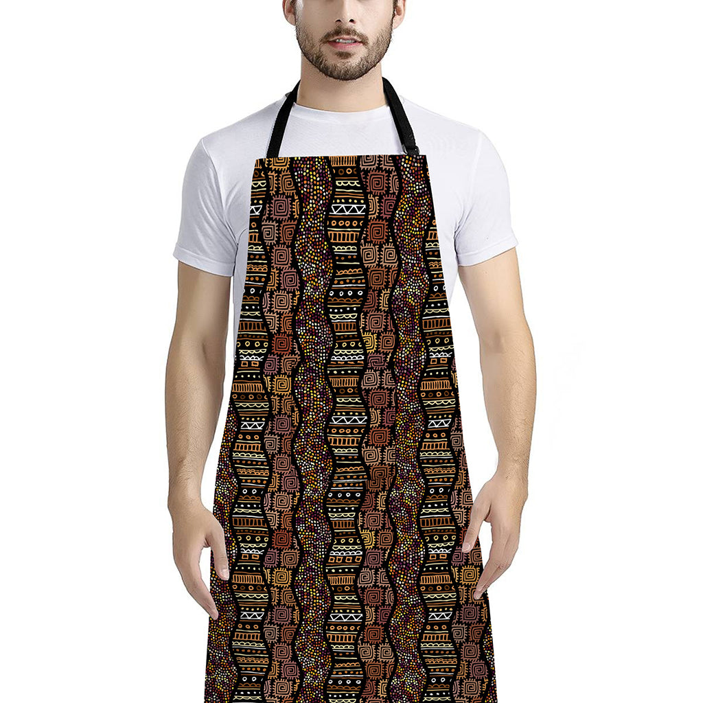 African Afro Inspired Pattern Print Bib Apron With Pocket