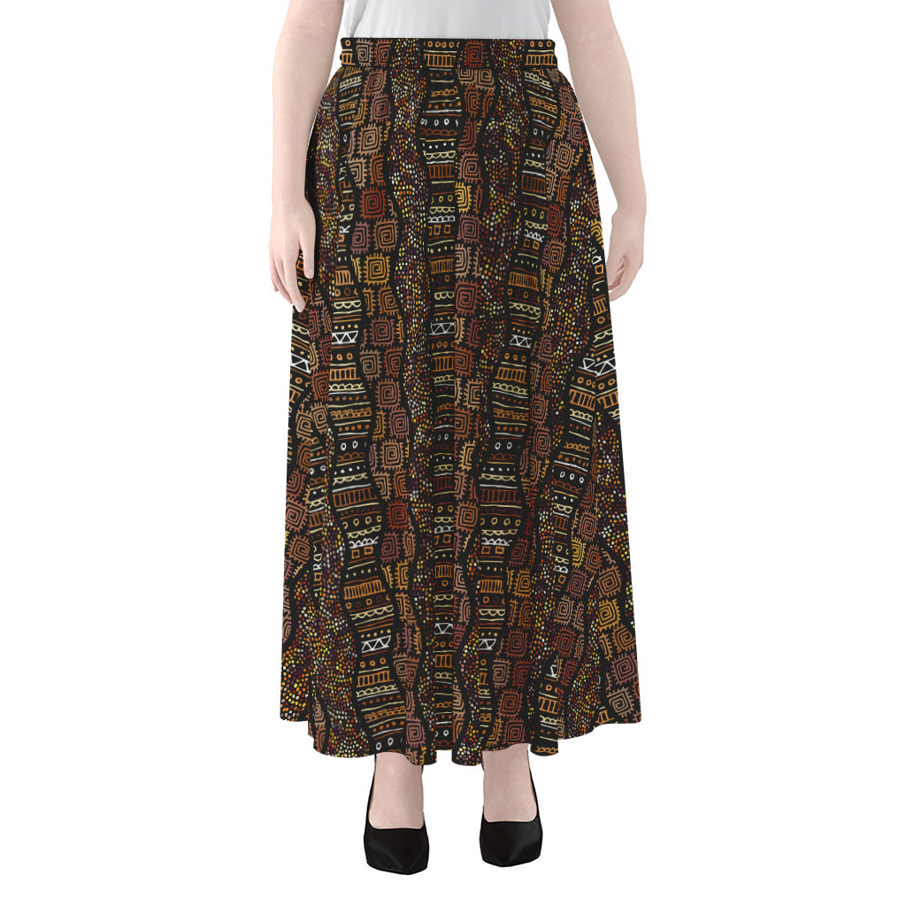 African Afro Inspired Pattern Print Chiffon Maxi Skirt