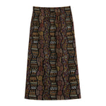 African Afro Inspired Pattern Print Cotton Front Slit Maxi Skirt