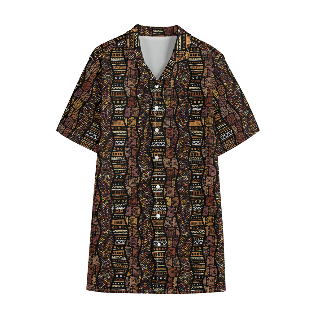 African Afro Inspired Pattern Print Cotton Hawaiian Shirt