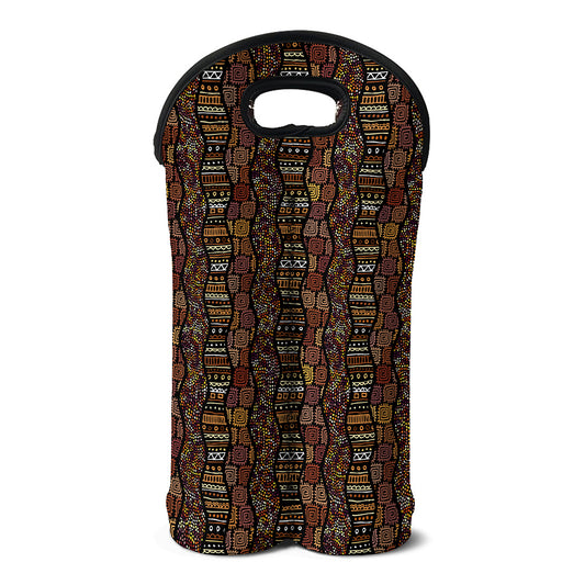African Afro Inspired Pattern Print Double Neoprene Wine Tote