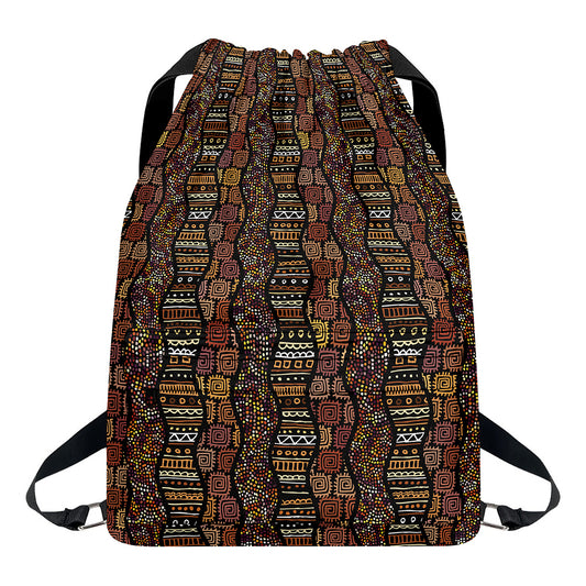 African Afro Inspired Pattern Print Drawstring Backpack