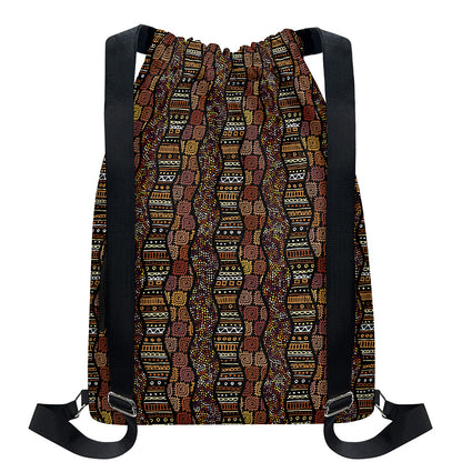African Afro Inspired Pattern Print Drawstring Backpack