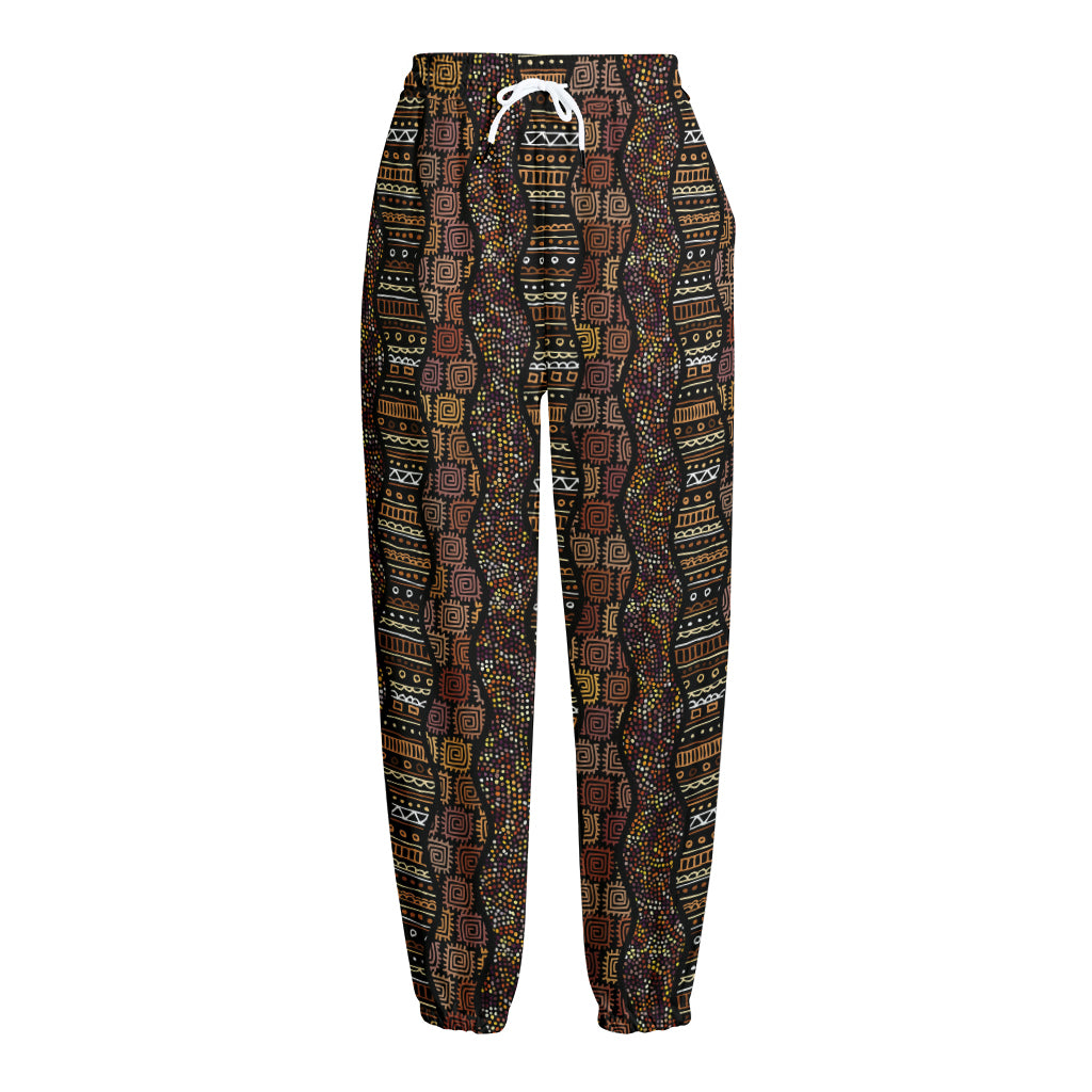 African Afro Inspired Pattern Print Fleece Lined Knit Pants