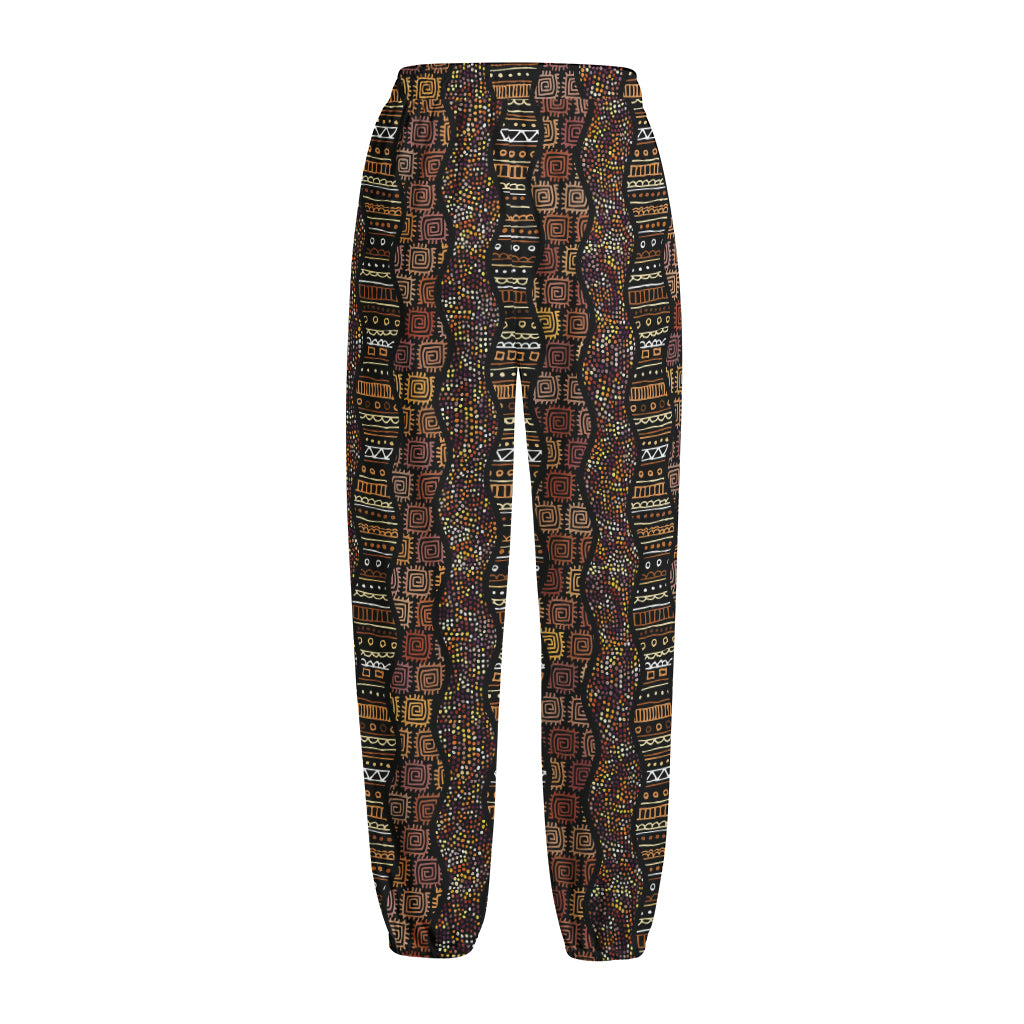 African Afro Inspired Pattern Print Fleece Lined Knit Pants