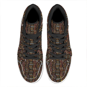 African Afro Inspired Pattern Print High Top Leather Sneakers