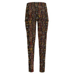 African Afro Inspired Pattern Print High-Waisted Pocket Leggings