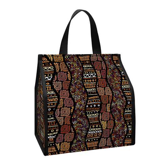 African Afro Inspired Pattern Print Insulated Lunch Tote