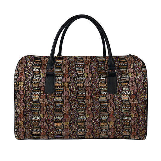 African Afro Inspired Pattern Print Leather Duffle Bag