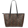 African Afro Inspired Pattern Print Leather Tote Bag With Zipper