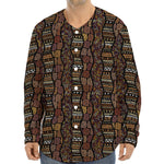 African Afro Inspired Pattern Print Long Sleeve Baseball Jersey