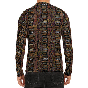 African Afro Inspired Pattern Print Men's Long Sleeve Rash Guard