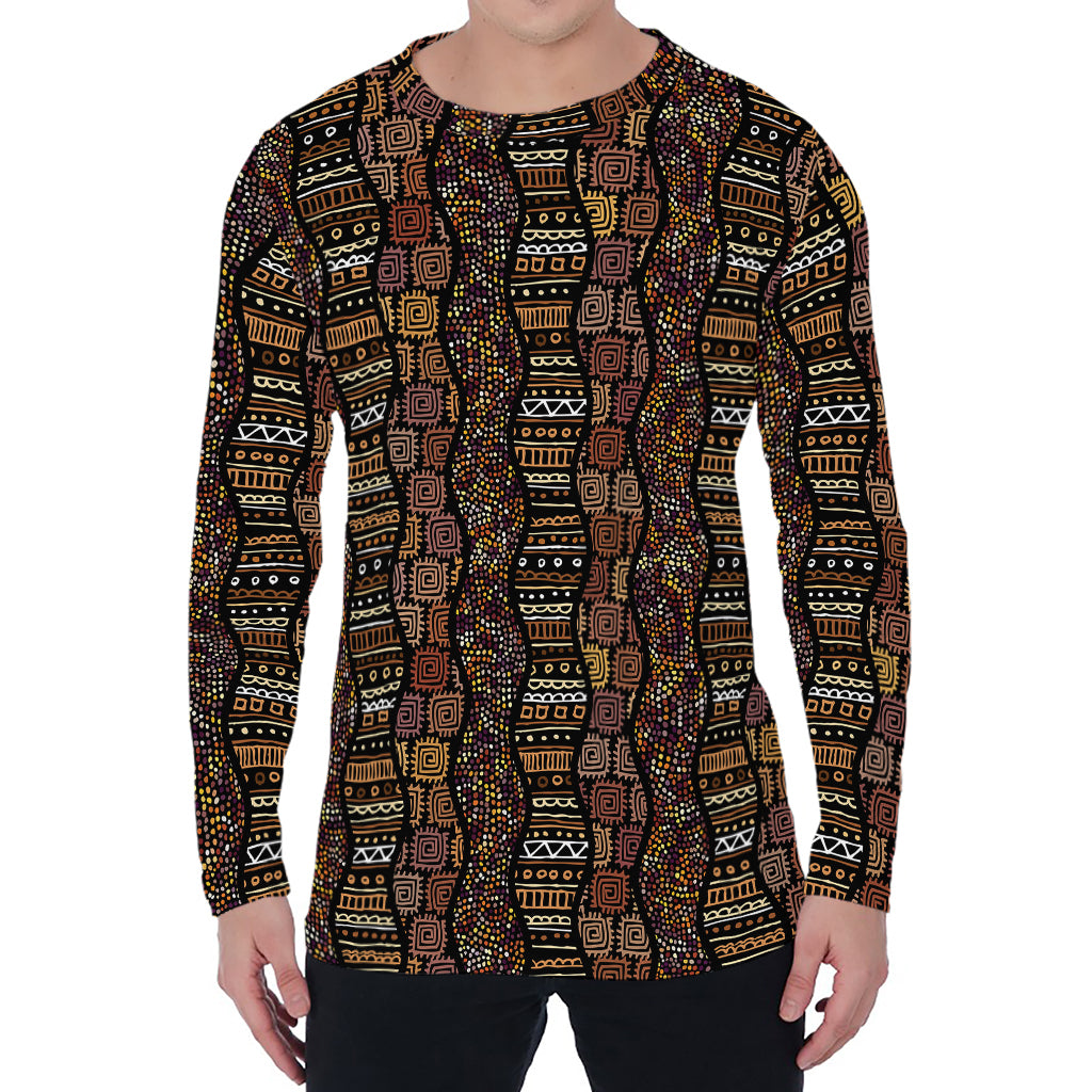 African Afro Inspired Pattern Print Men's Long Sleeve T-Shirt