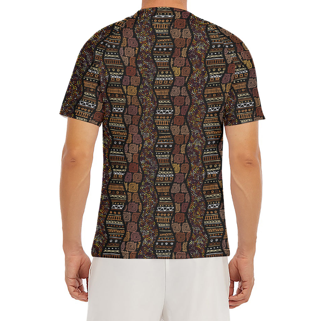 African Afro Inspired Pattern Print Men's Short Sleeve Rash Guard