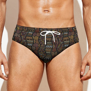 African Afro Inspired Pattern Print Men's Swim Briefs