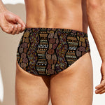 African Afro Inspired Pattern Print Men's Swim Briefs